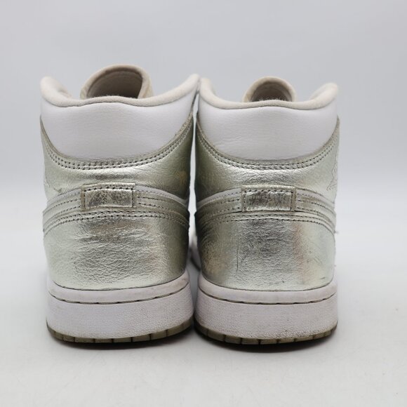 Nike Air Jordan 1 Mid SE Shoes White Silver Women's Size 9 Sneakers FN5031-100 - Picture 5 of 12
